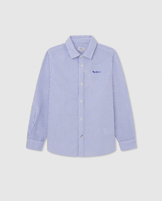 Imagen 0 de Camisa Oxford de rayas con logo para niño