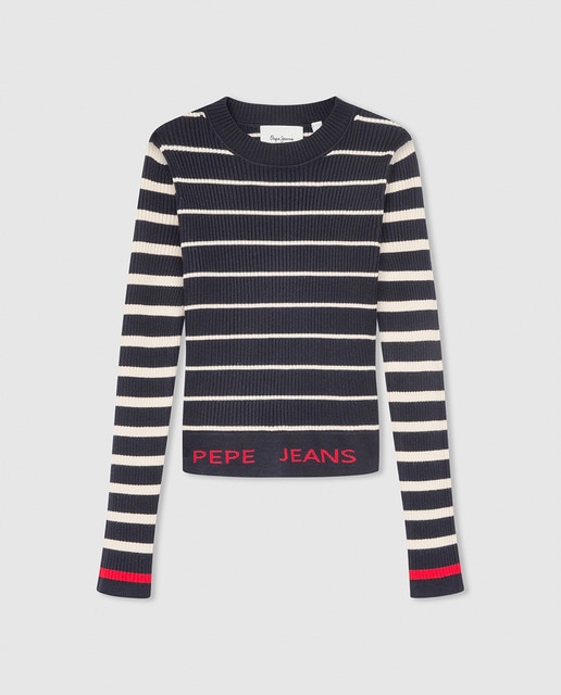 Imagen 0 de Jersey de punto a rayas para niña