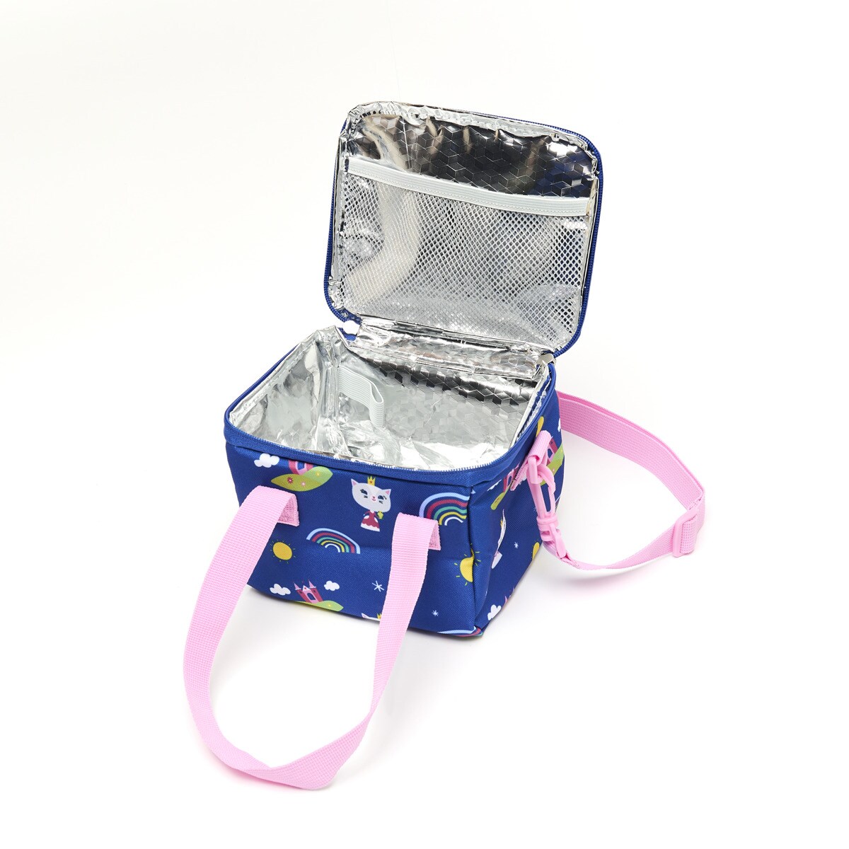 Fiambrera térmica infantil con personaje Kids bonito castillo y cariñosa princesa gatita Draeger azul Azul-3