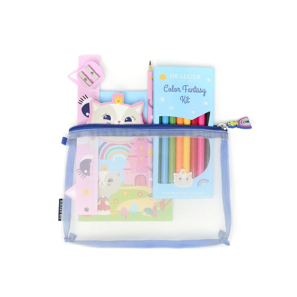 Kit de escritura infantil con personaje Kids preciosa princesa gatita Draeger rosa Transparente-2