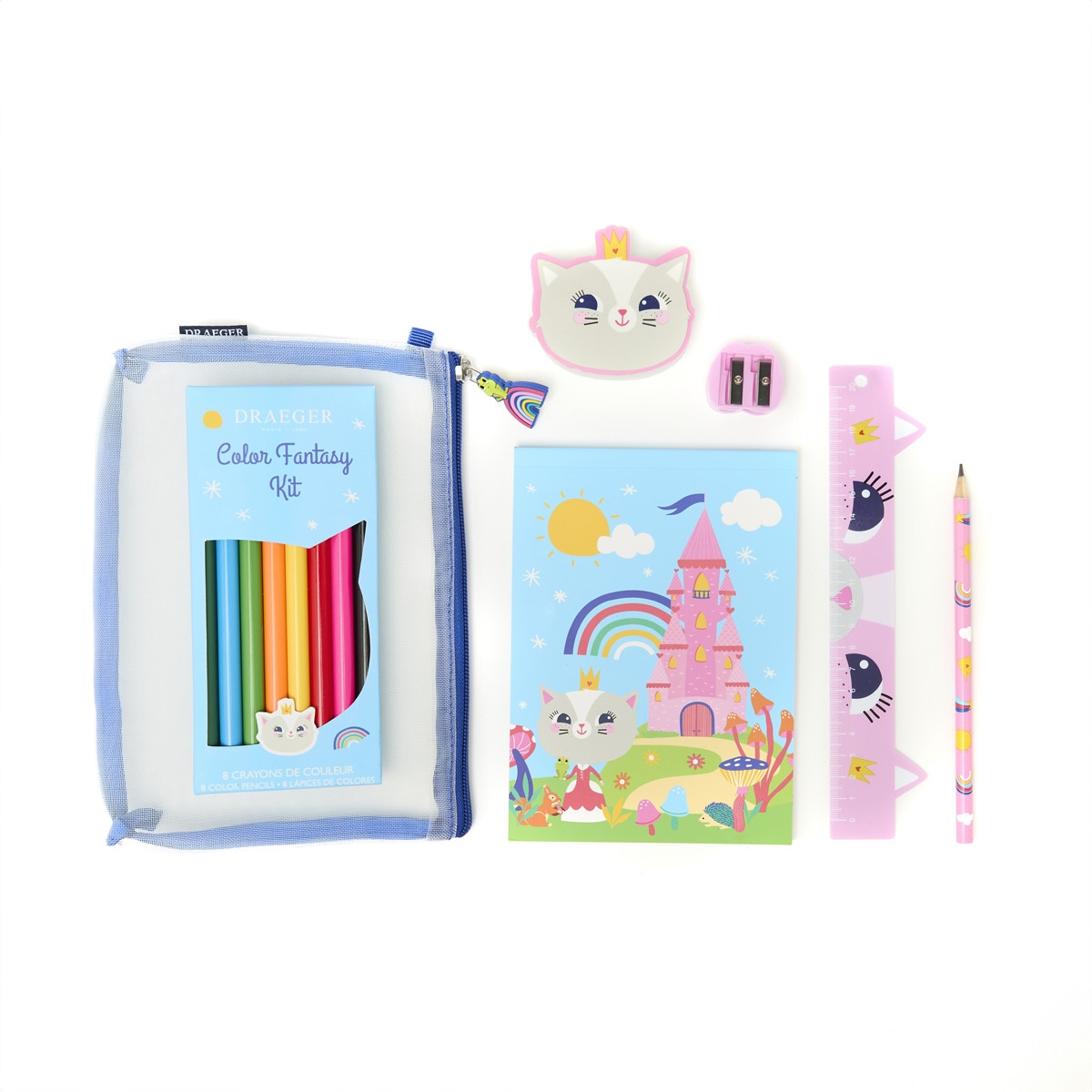 Imagem 0 de Kit de escrita para crianças com personagem Crianças linda gatinha princesa Draeger rosa