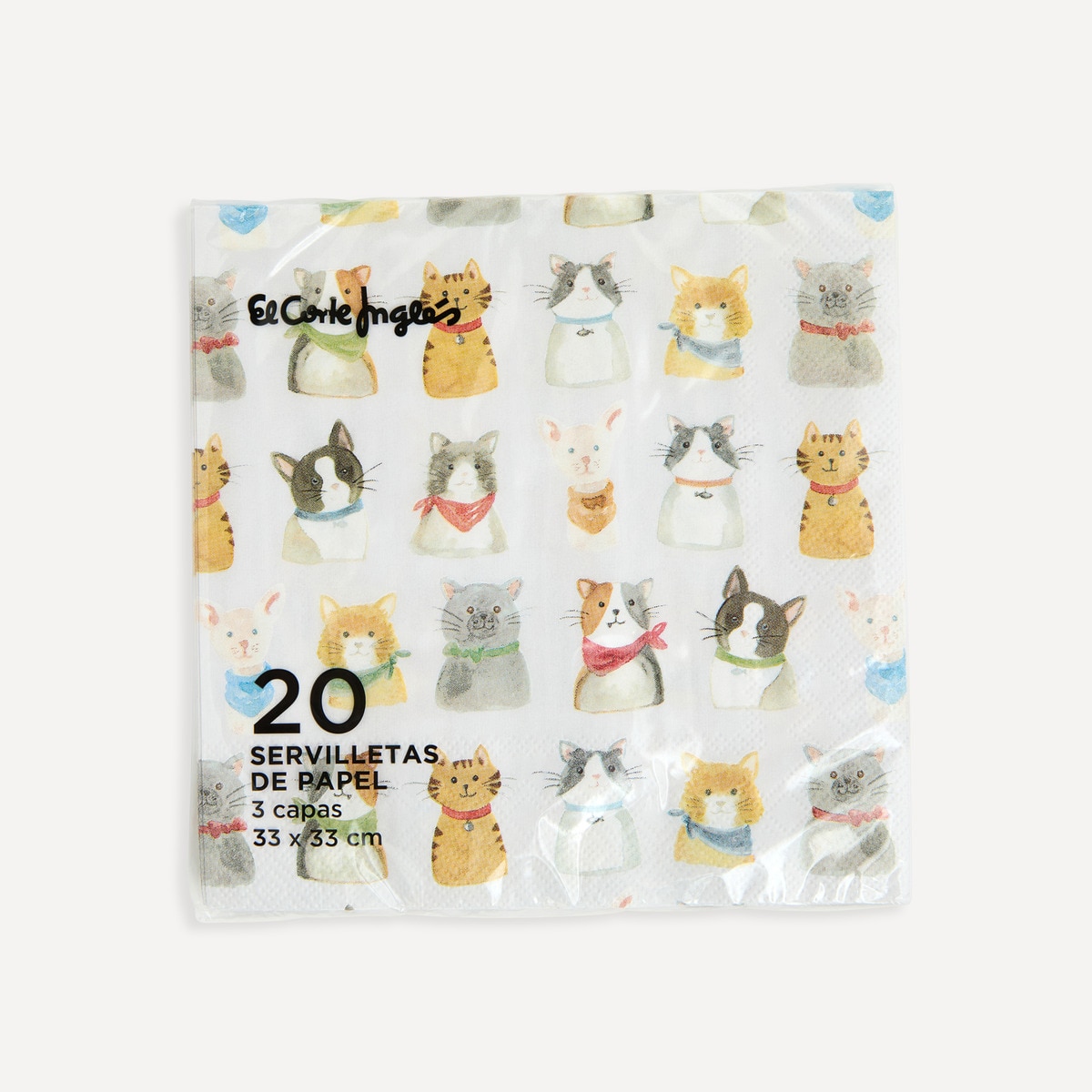 Pack de 20 Guardanapos de Papel Gatinhos Multicolor-2