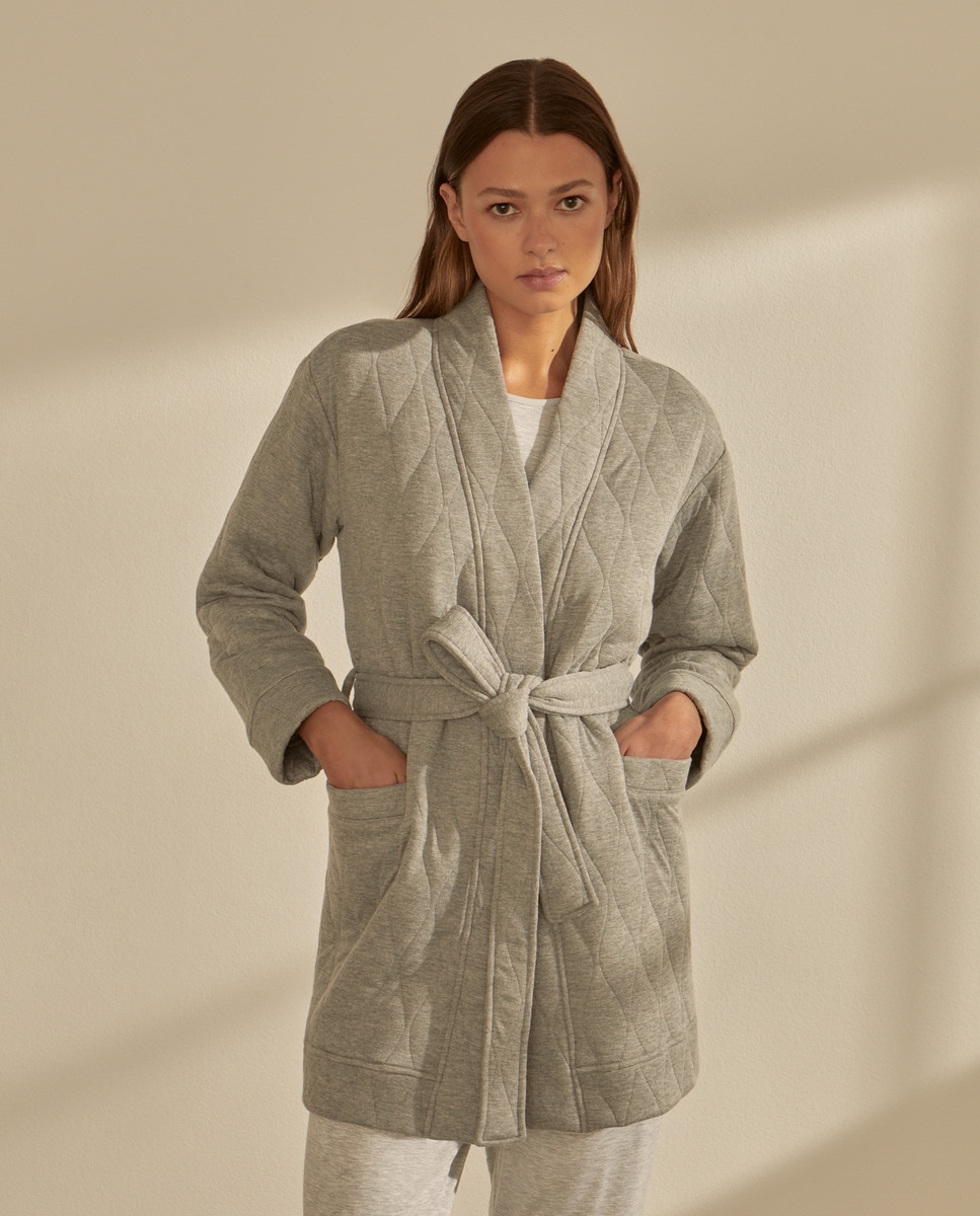 Robe com laço 820 Cinzento Médio-1