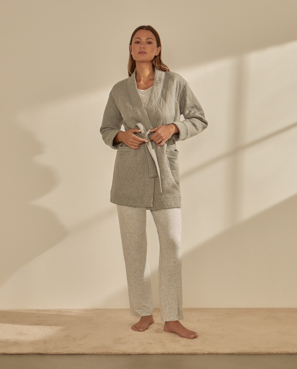 Robe com laço 820 Cinzento Médio-2