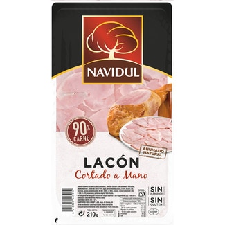 lacón ahumado natural cortado a mano en lascas sin gluten envase 210 g - Navidul