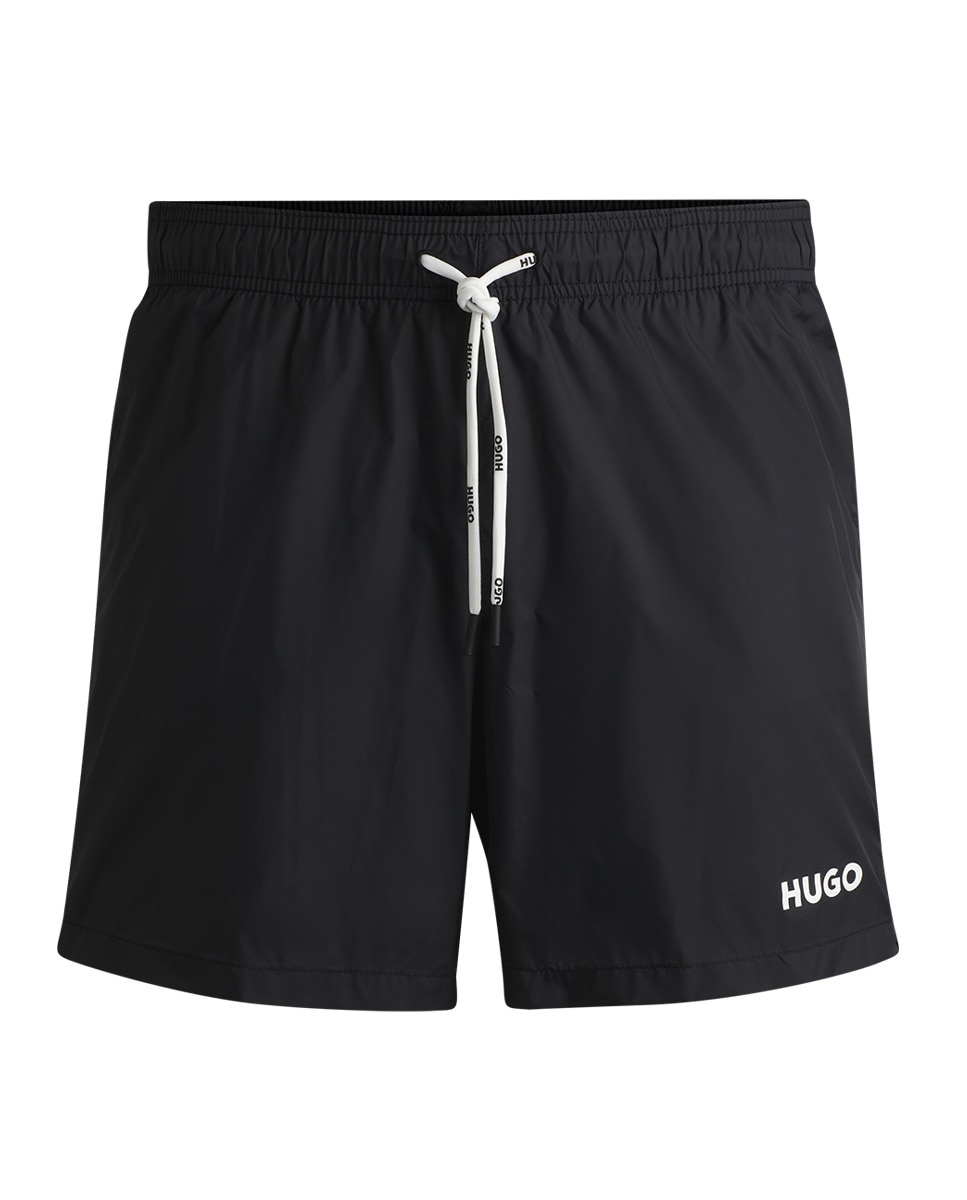 Calções de Banho Ultraligeiros de Secagem Rápida com Logótipo Estampado Preto-4