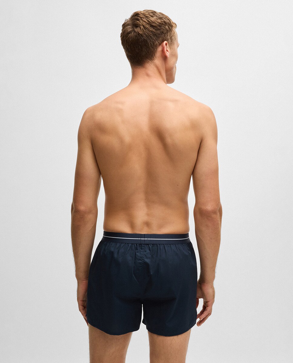 Embalagem de Dois Calções de Pijama de Algodão com Logótipo na Cintura Azul-marinho-4
