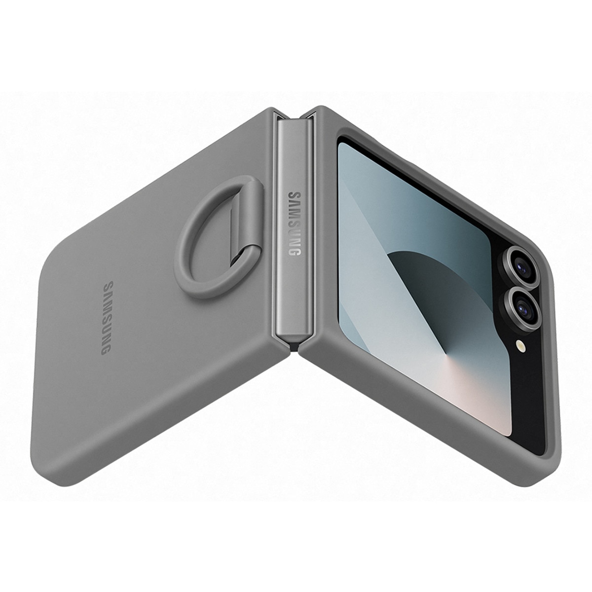 Capa Samsung de Silicone com Anel para Galaxy Z Flip 6 - Cinzento Cinzento-6