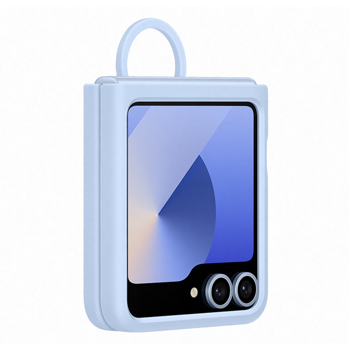 Capa Samsung de Silicone com Anel para Galaxy Z Flip 6 - Azul Claro Azul-4