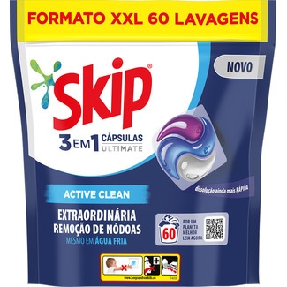 Detergente Roupa Máquina Ultimate Active Clean embalagem 60 doses - Skip