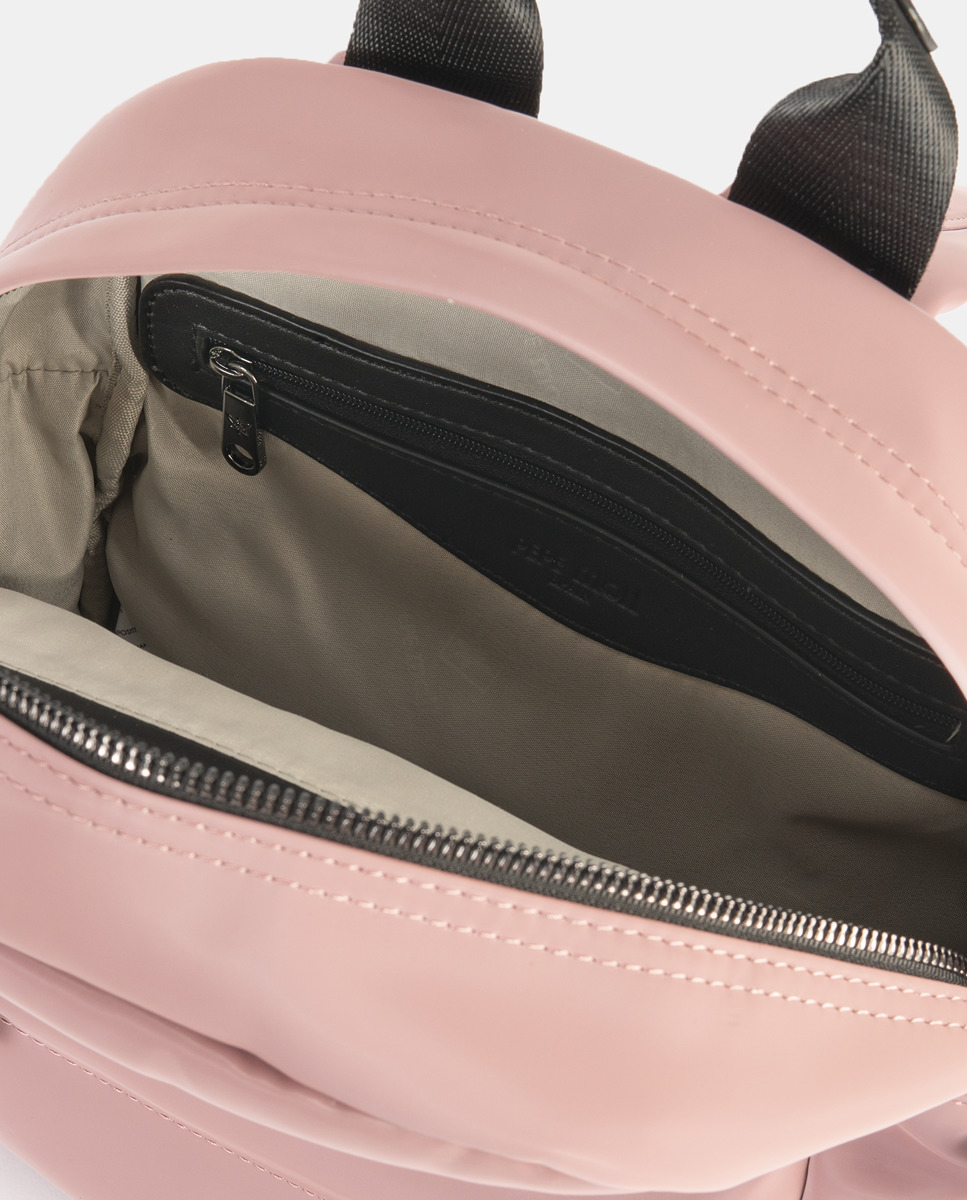 Mochila Bomber Agradável ao Toque com Fecho de Correr, Alças Ajustáveis, Dois Bolsos Exteriores com Fecho de Correr, um à Frente e Outro Atrás. Nude-4