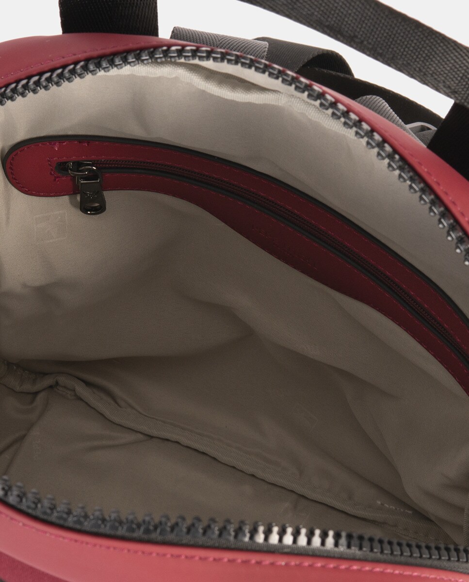 Mochila de Neopreno com Bolsos Grandes à Frente com Fecho de Clip. Bolso Traseiro Pequeno.  Alças Ajustáveis Bordeaux-3