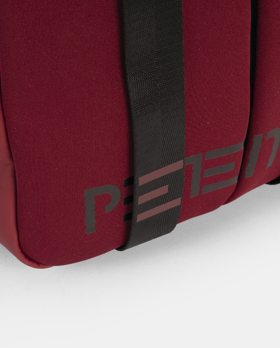 Mochila de Neopreno com Bolsos Grandes à Frente com Fecho de Clip. Bolso Traseiro Pequeno.  Alças Ajustáveis Bordeaux-4
