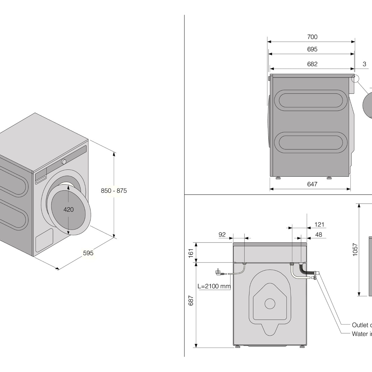 Lavadora Asko 11 kg/ 1.400 rpm - W4114C.W/3 Blanco-3
