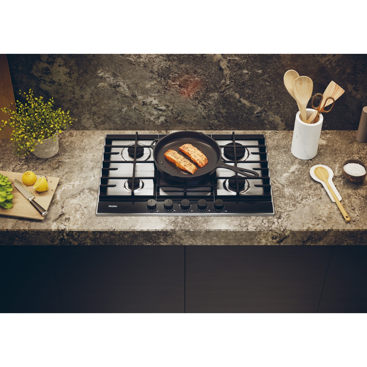 Placa gas Haier con 5 Quemadores, Preciflame, Gas On Metal Series 4 - HAHG7W5TX Inox-6