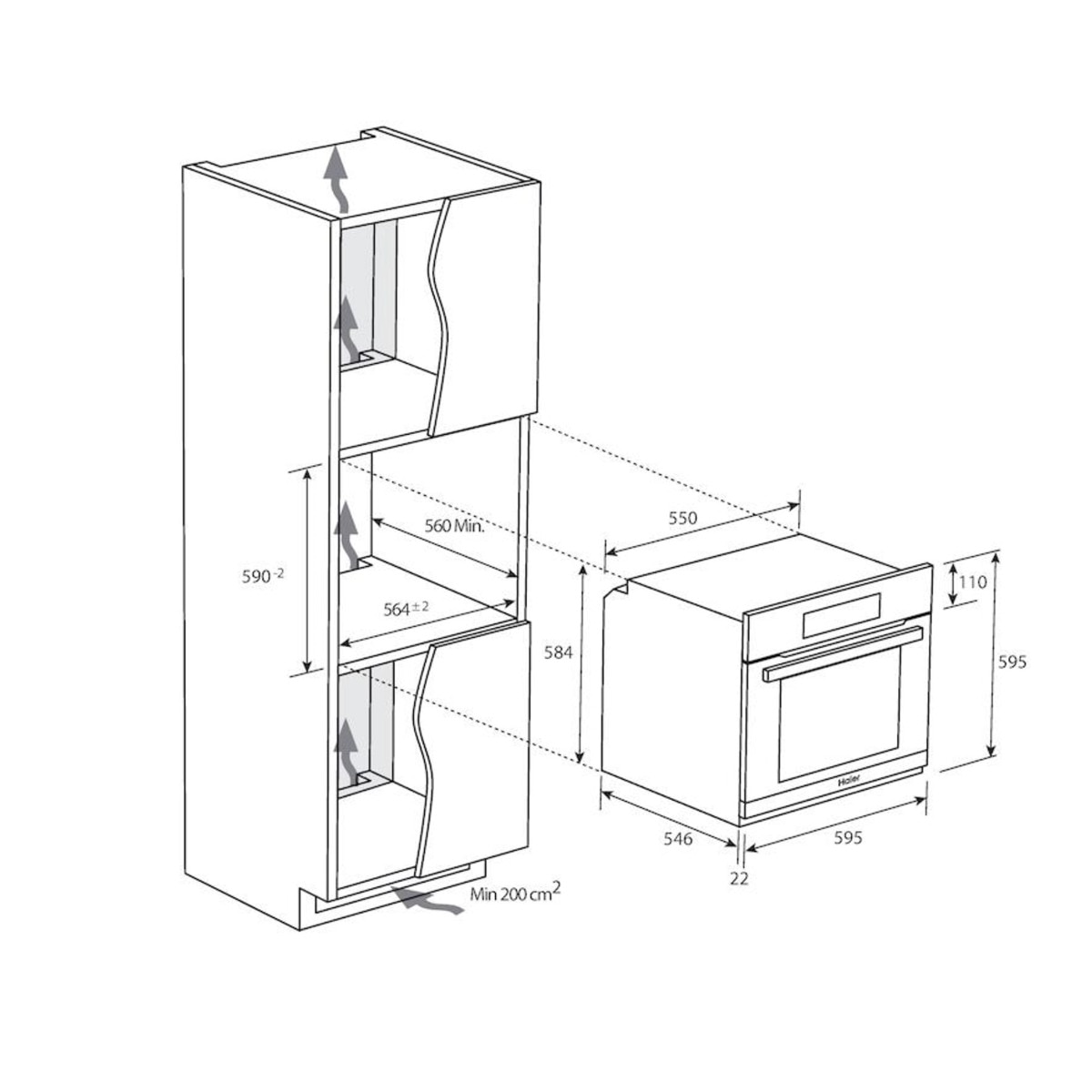 Horno multifunción Haier WIFI limpieza pirolítica, I-Touch Series 6 - HWO60SM6T9BH Negro-2