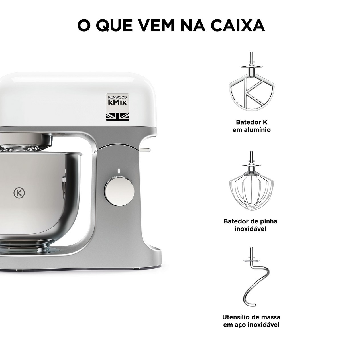 Robot de Cozinha Kenwood kMix KMX750WH de 1000 W e de 5 Litros - 3 Acessórios - Branco Branco-6