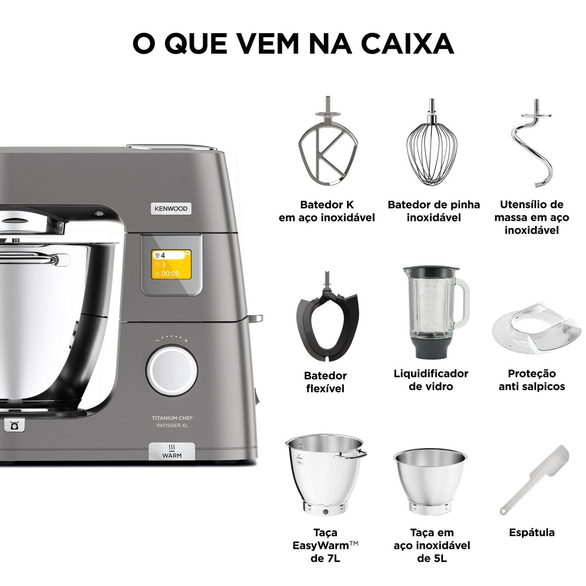 Robot de Cozinha Kenwood Titanium Chef Patissier XL KWL90.124SI - Metal Fundido e Aço Inoxidável Metal-8