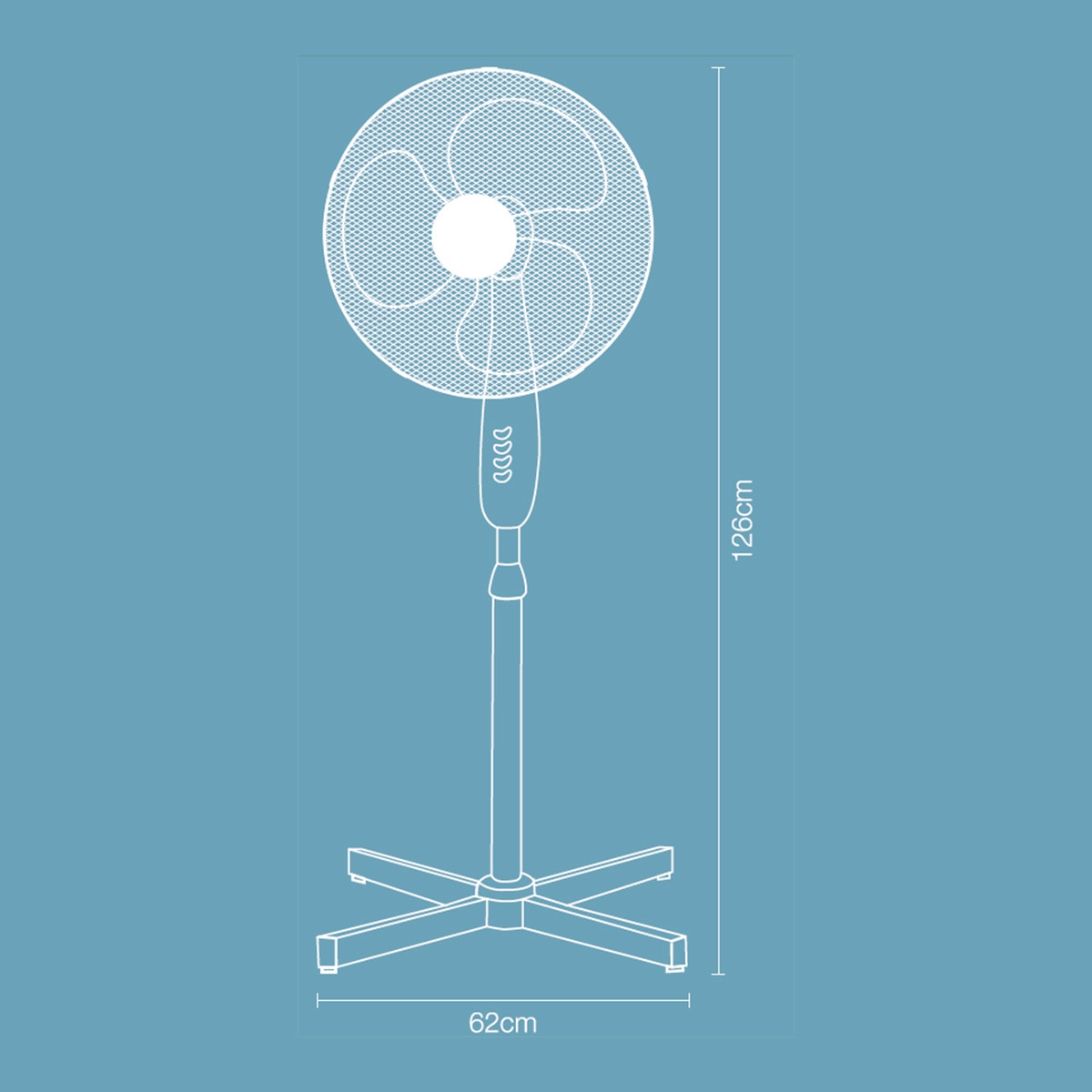 Ventilador de pie El Corte Inglés VP-40N con 3 velocidades Blanco-6