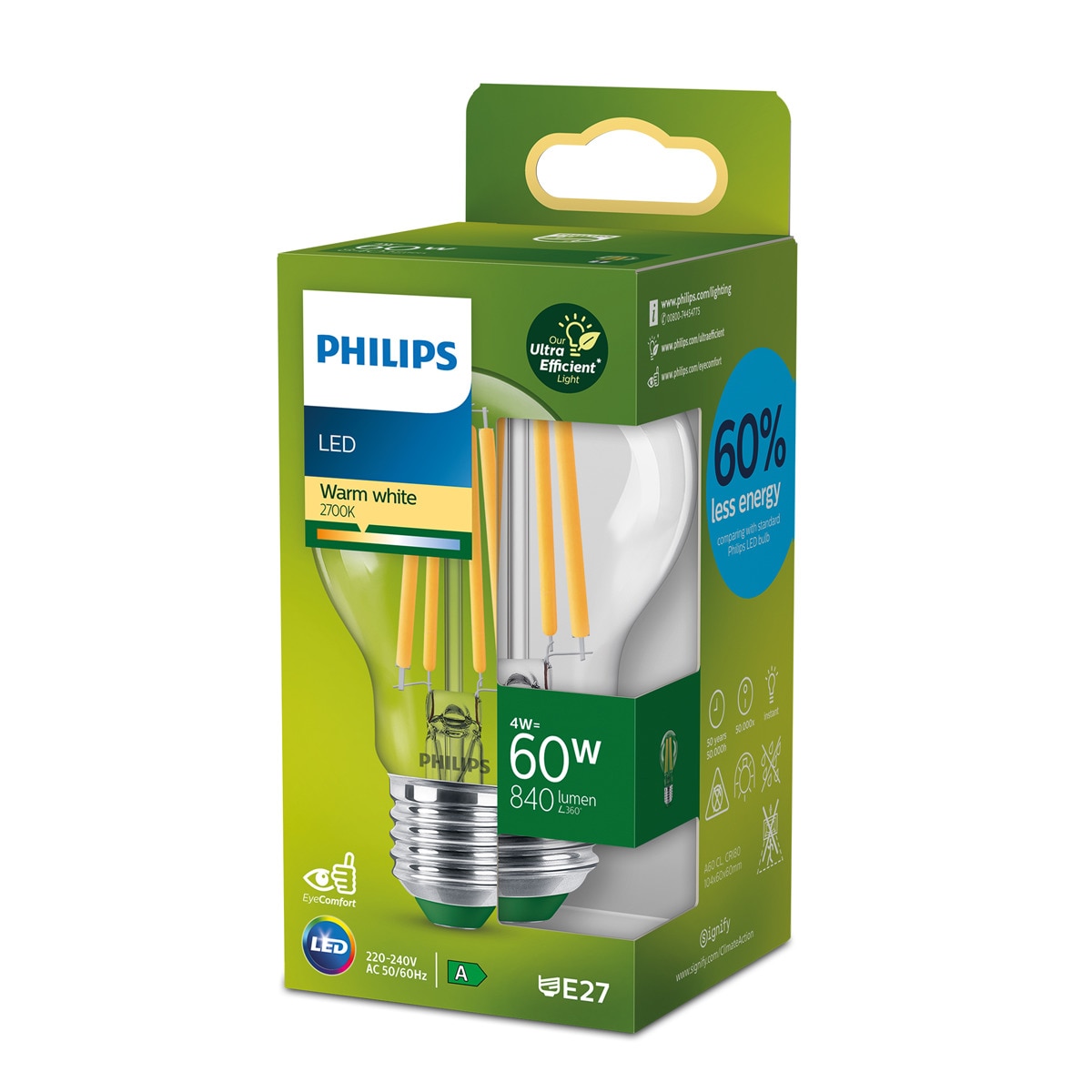 Bombilla LED Clase A E27 4W 840 lm 2700K Transparente-7
