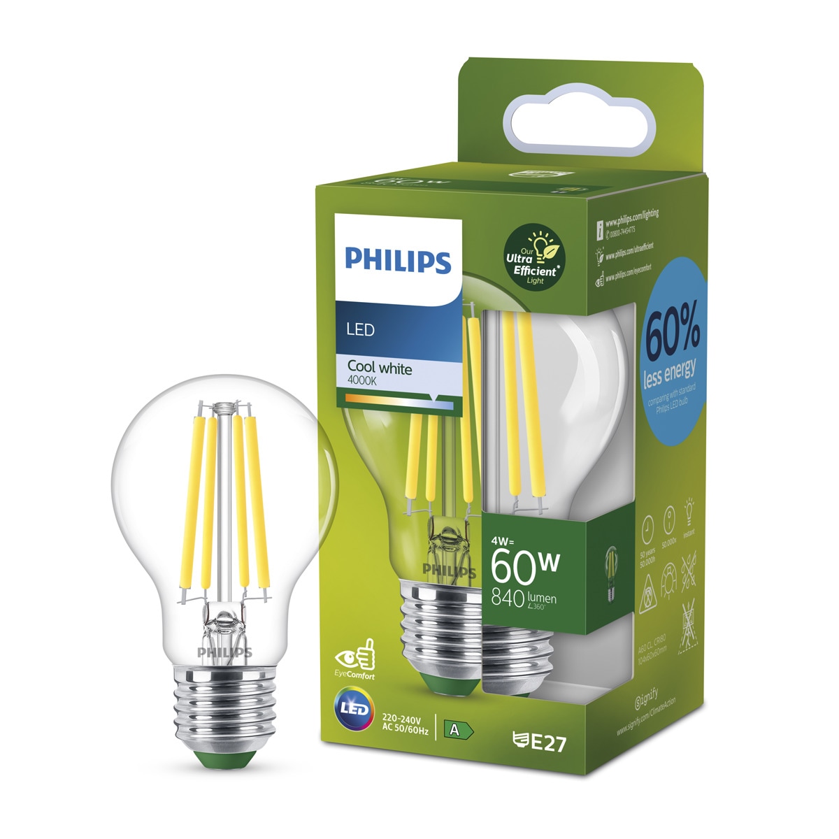 Bombilla LED Clase A E27 4W 840 lm 4000K Transparente-7