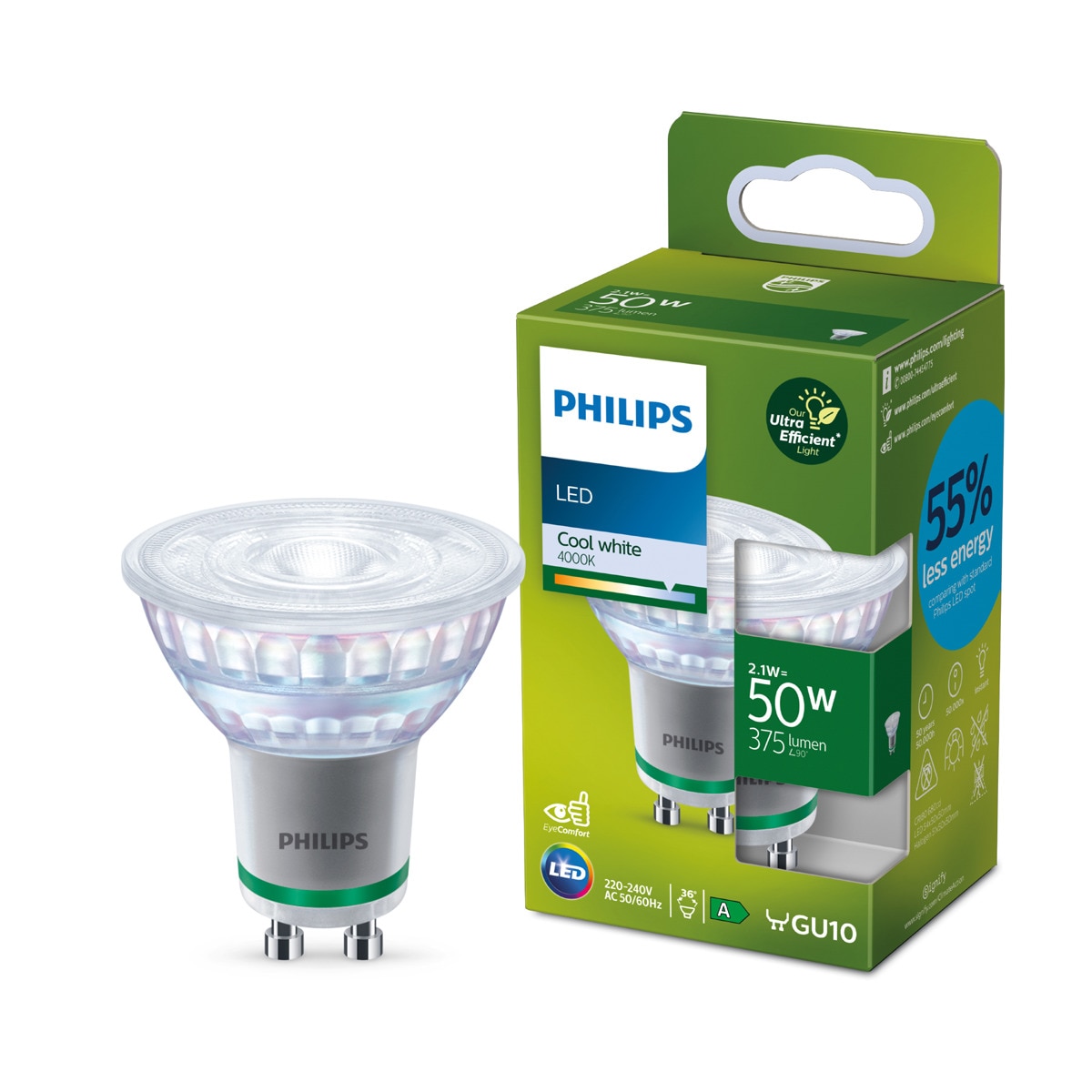 Bombilla LED Clase A GU10 2,1W 375 lm 4000K Transparente-8
