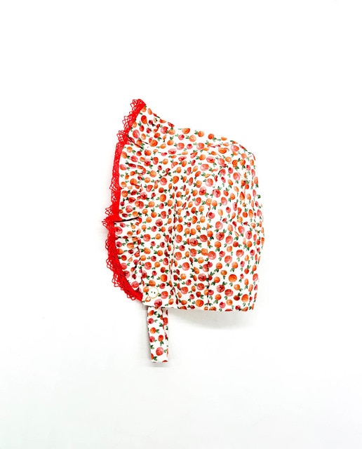 Imagen 0 de Capota estampado tomates y puntilla rojo coral