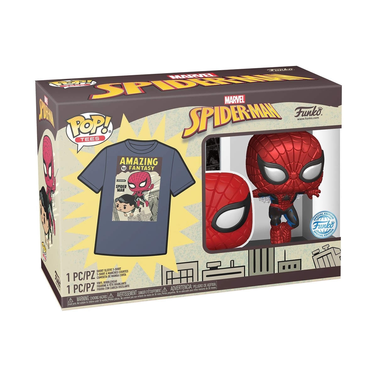 Conjunto de T-shirt Pop & Tee Spiderman Comic Cov Marvel 2