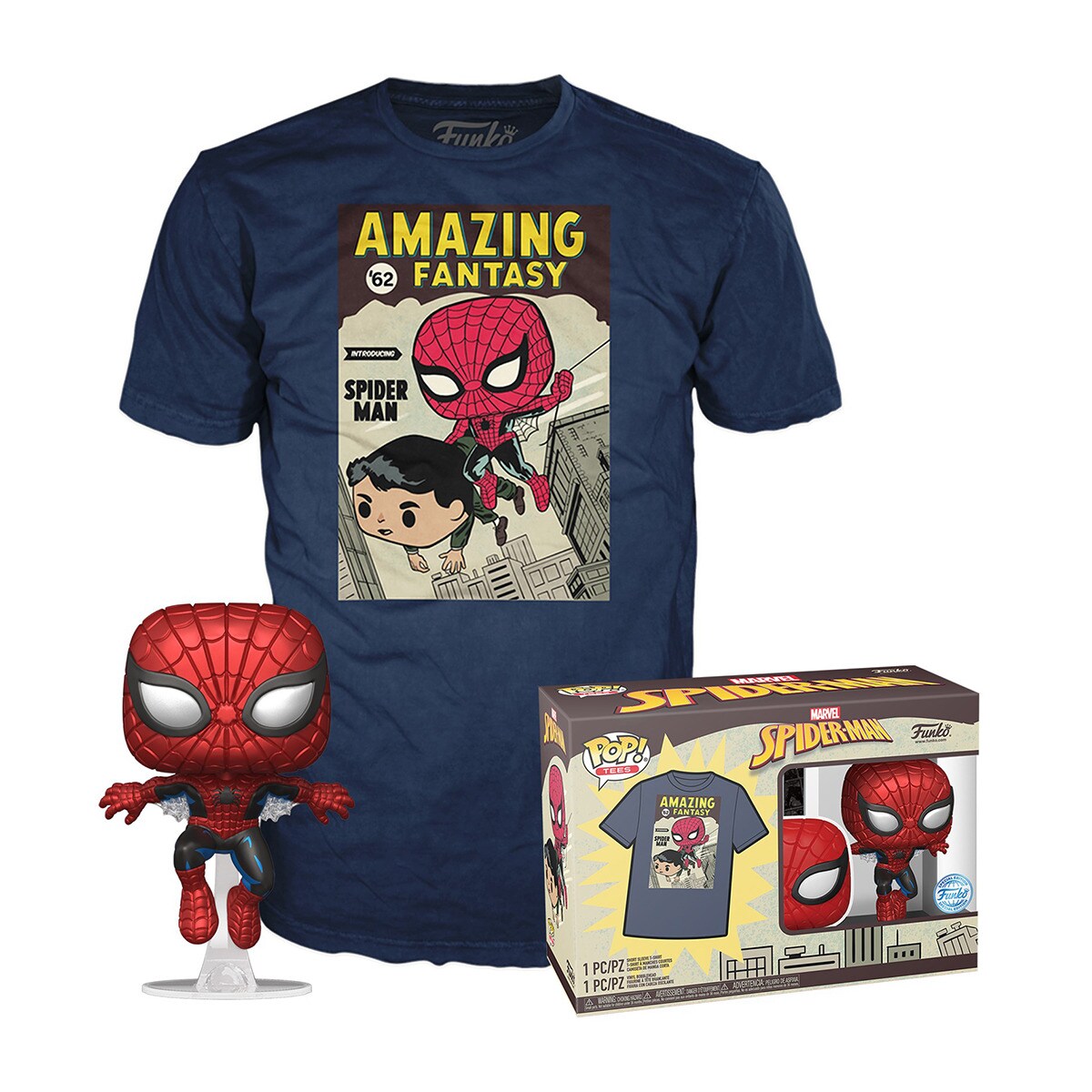 Conjunto de T-shirt Pop & Tee Spiderman Comic Cov Marvel 1