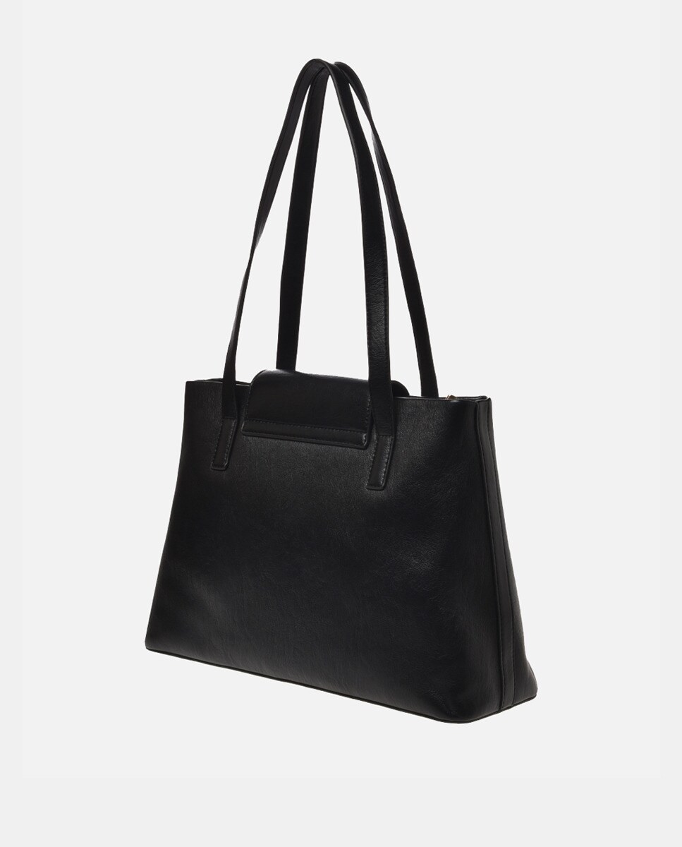 Mala de Ombro com Lenço e Fecho de Correr - Preto Preto-2