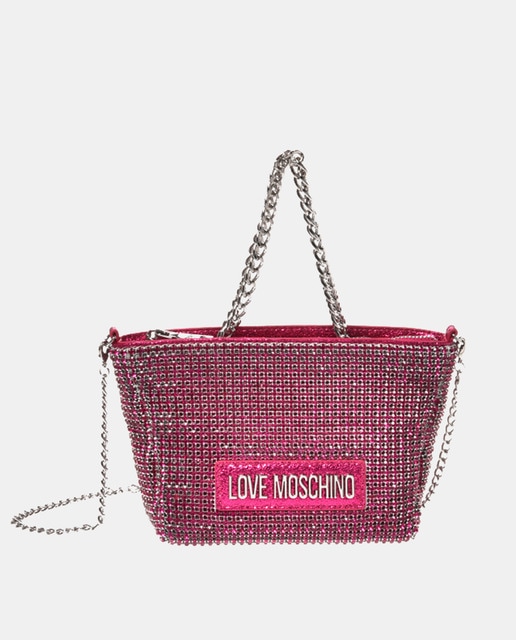 Imagen 0 de Bolso de cristales fucsia con asa extraíble