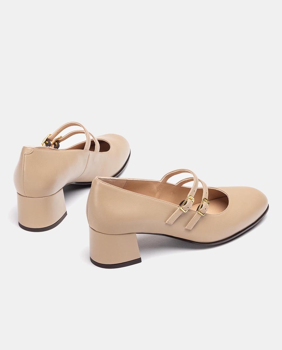 Sapatos de Presilha com Tira Dupla com Fivela Castanho-3