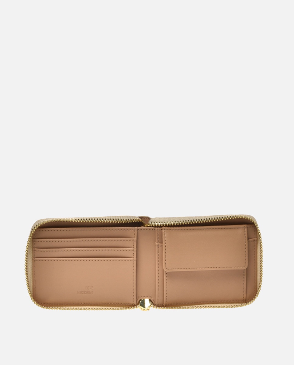 Carteira Pequena com Fecho de Correr Cru-4