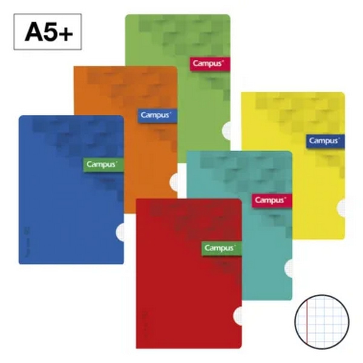 Caderno agrafado Campus A5+ Capa básica 48 folhas 90g Quadriculado 1