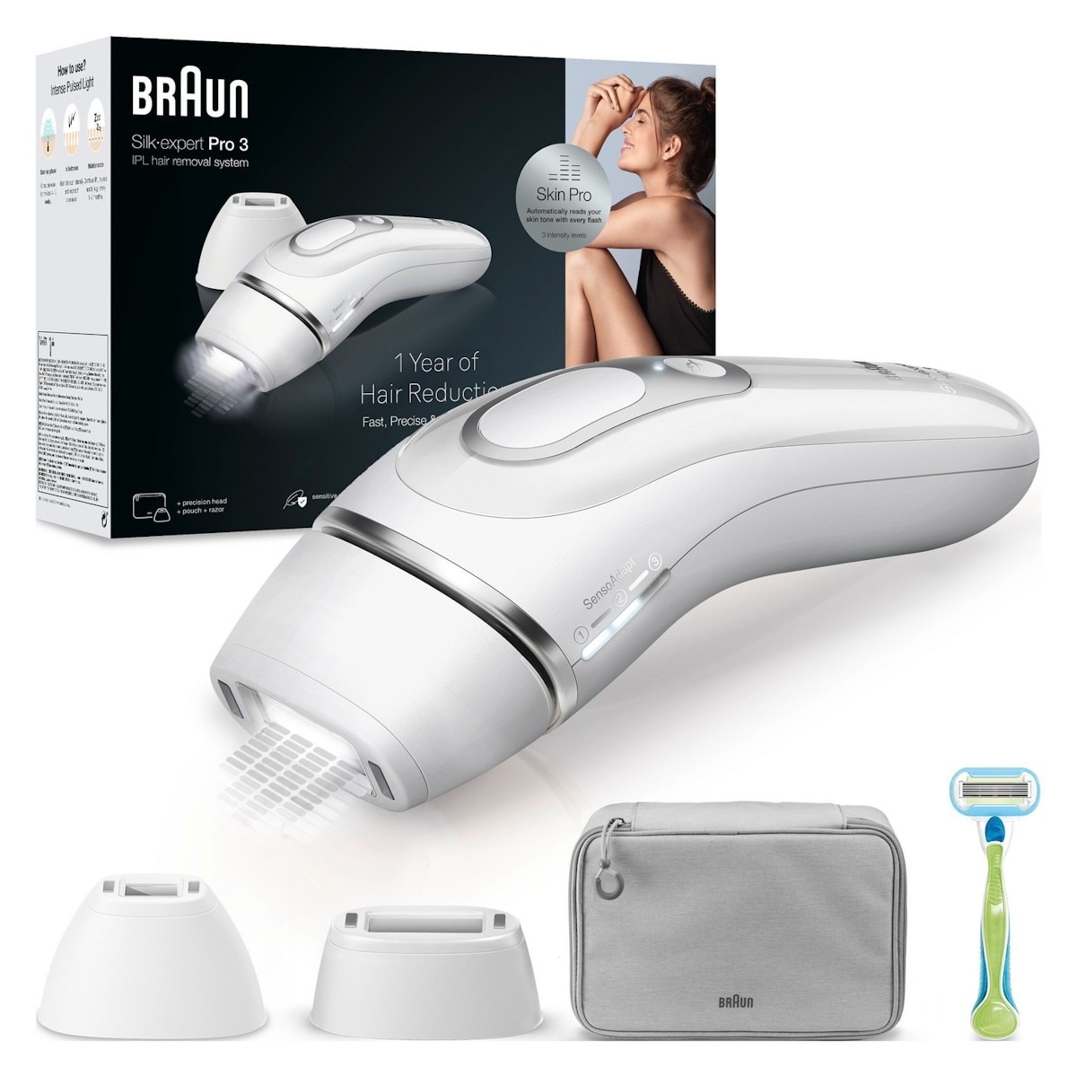 Depiladora de Luz Pulsada IPL Braun Silk-expert Pro 3 PL3122 - Branco e Prateado Branco/Prateado-2
