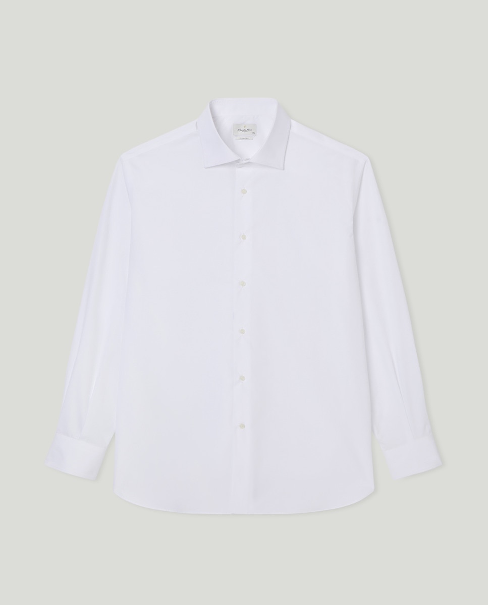 Camisa Formal Lisa em Popelina Non Iron com Punho Simples Branco-4