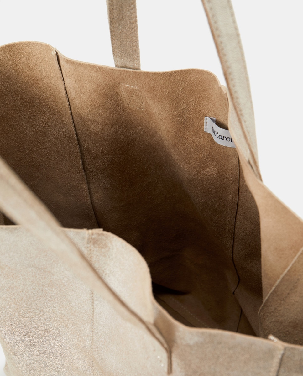 Mala Shopper em Pele Prata-3