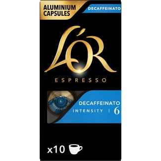 café descafeinado intensidad 6 estuche 10 cápsulas compatibles con máquinas Nespresso - L'or Espresso