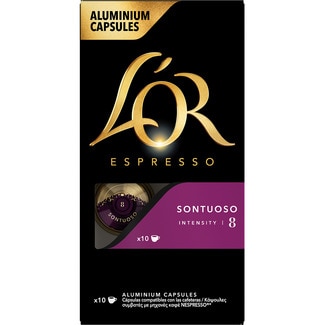 café Sontuoso intensidad 8 estuche 10 cápsulas compatibles con máquinas Nespresso - L'or Espresso