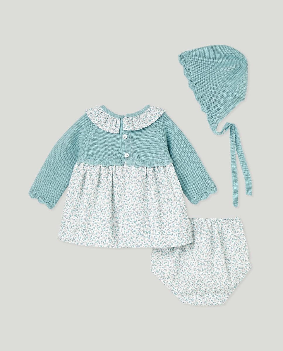 Conjunto de Bebé com Estampado Floral Verde-2