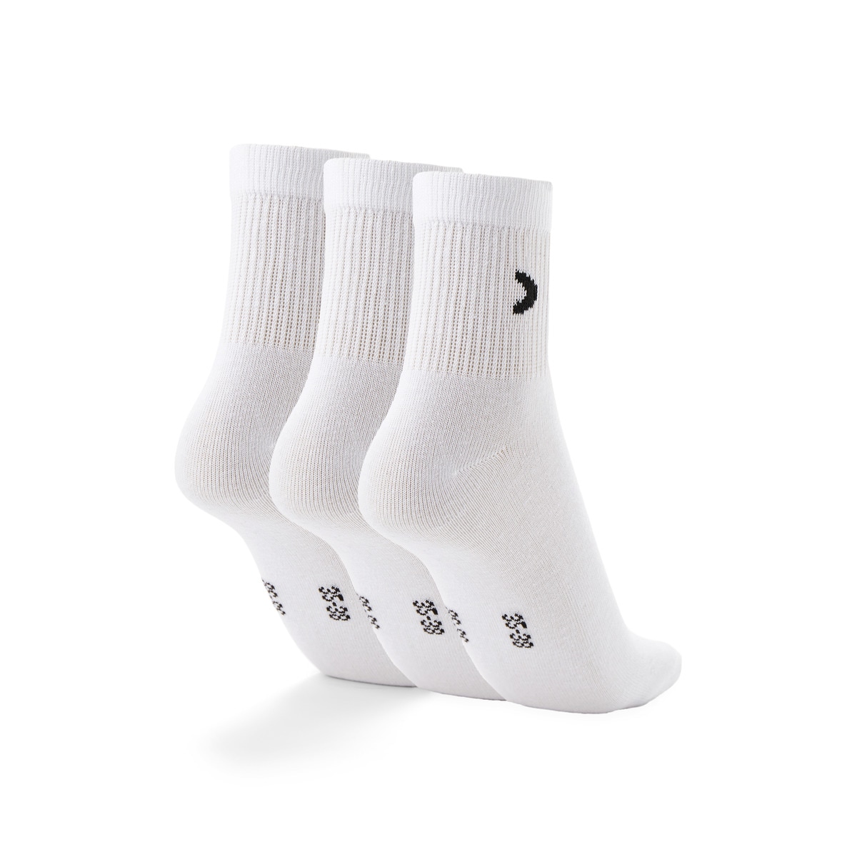 Packs de Três Pares de Meias Ligeiras Branco-2