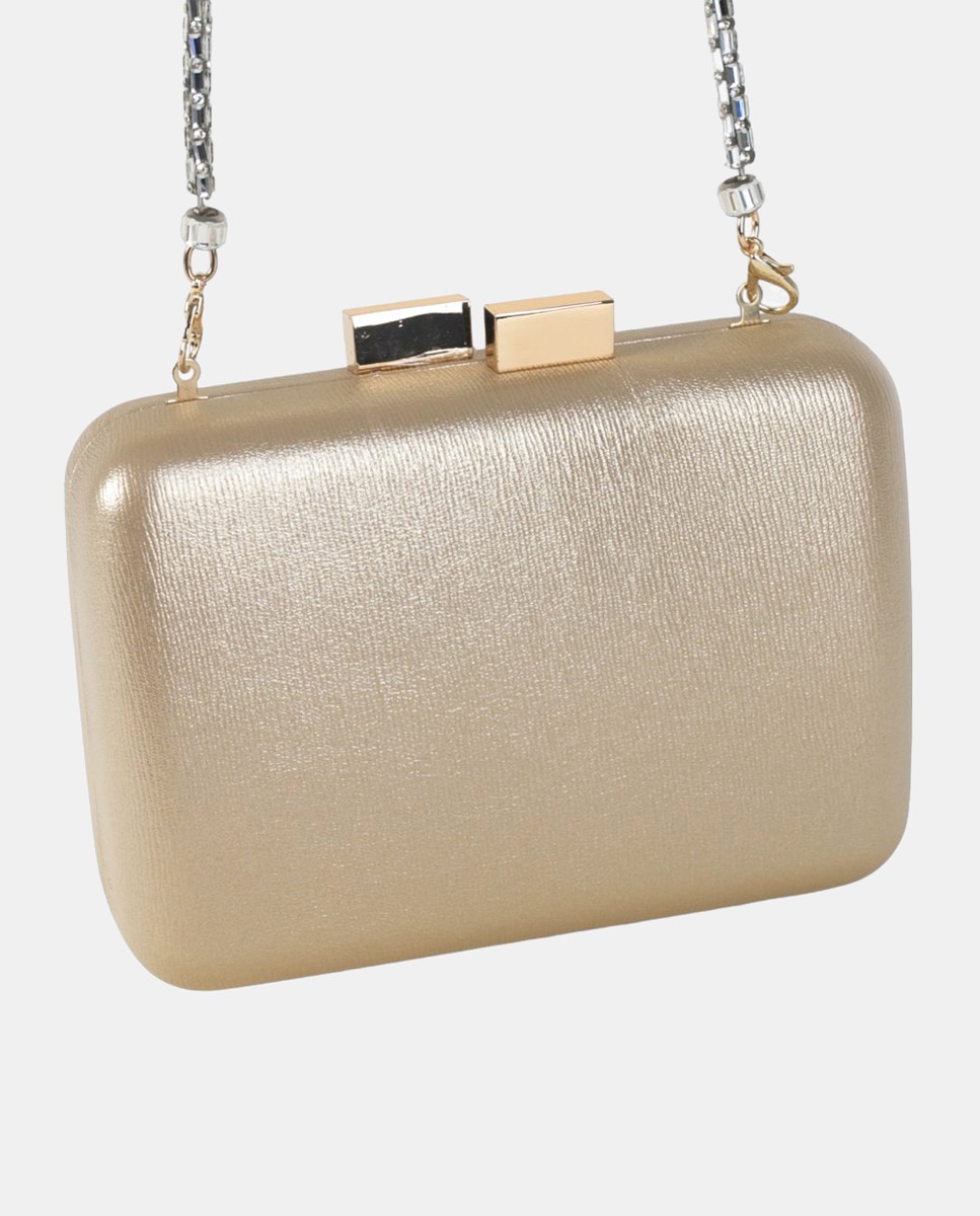 Mala Clutch com Alça de Fantasia - Dourado Ouro-3