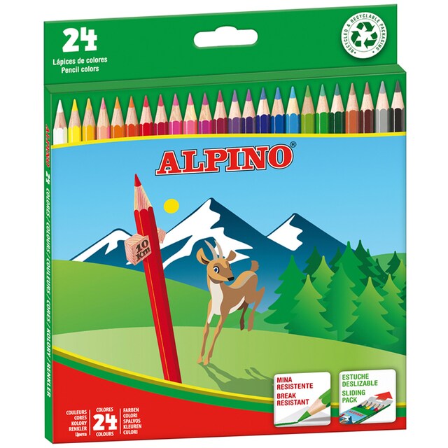 Imagen 0 de Caja 24 lápices largos de colores Alpino WF