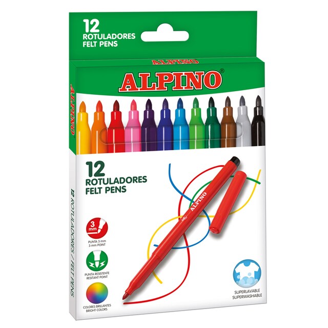 Imagen 0 de Caja 12 Rotuladores standard punta fina Alpino