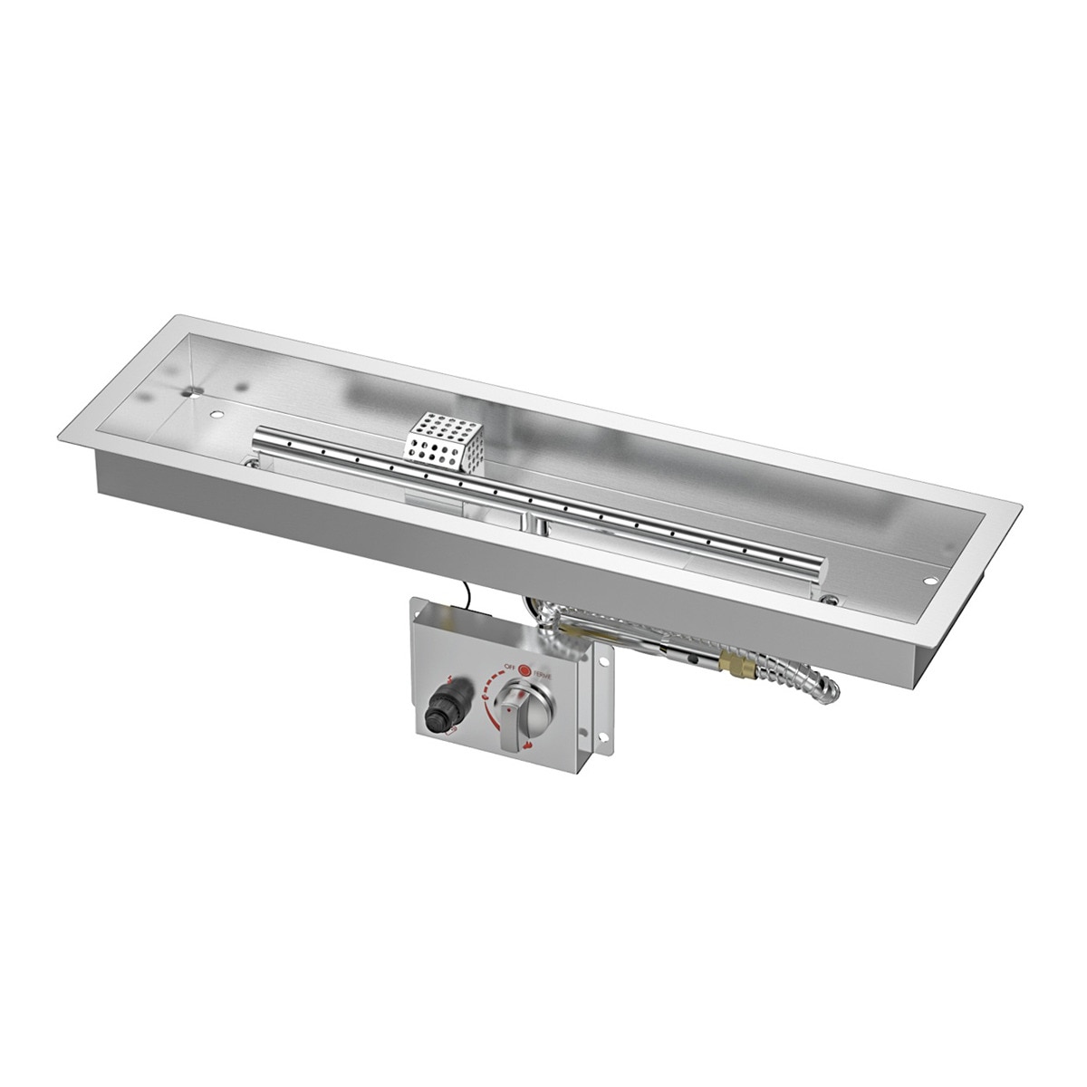 Quemador Gas Rectangular Nora 630 x 180 LPG Plata-1