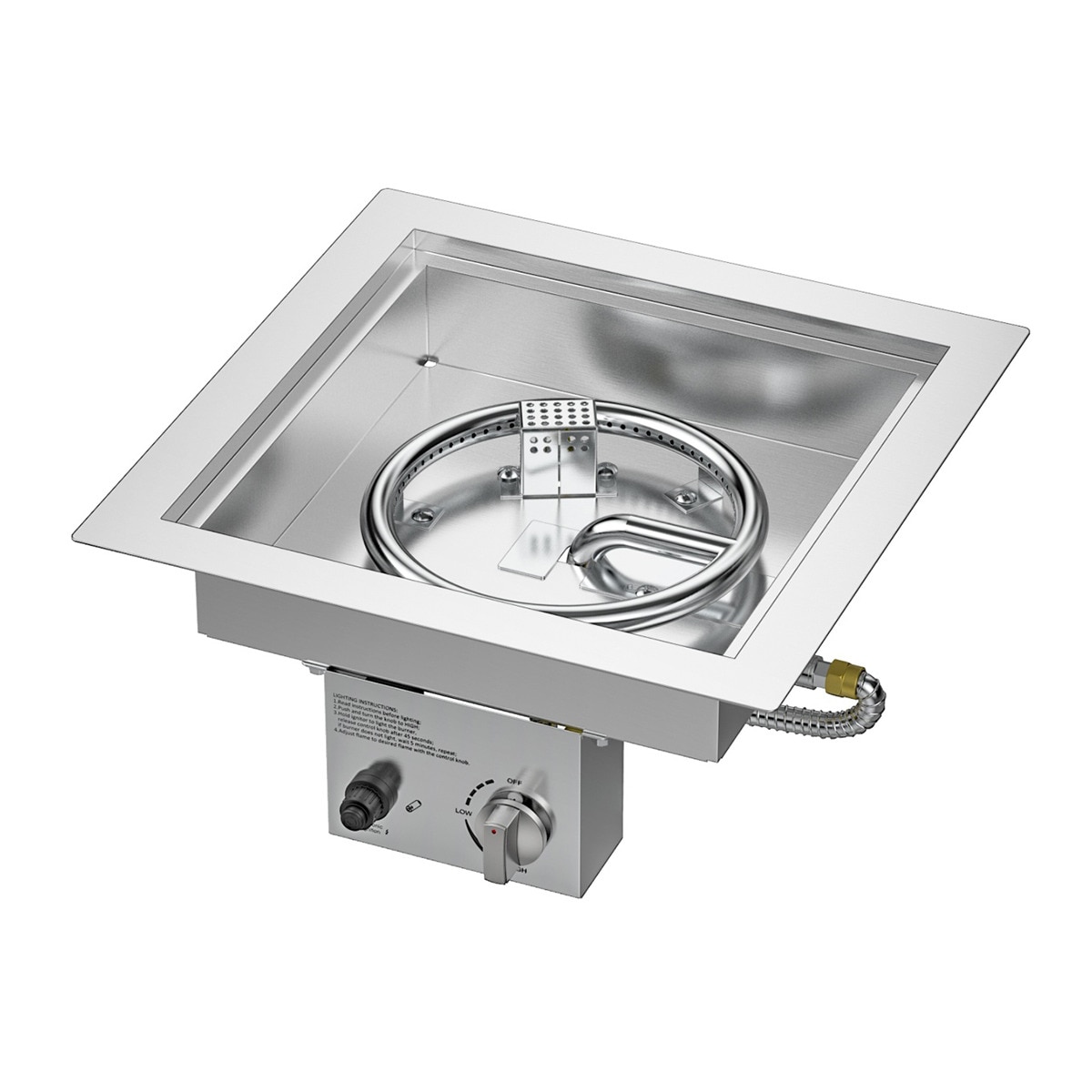 Quemador Exterior Gas Cuadrado Nora 405 x 405 LPG Plata-1