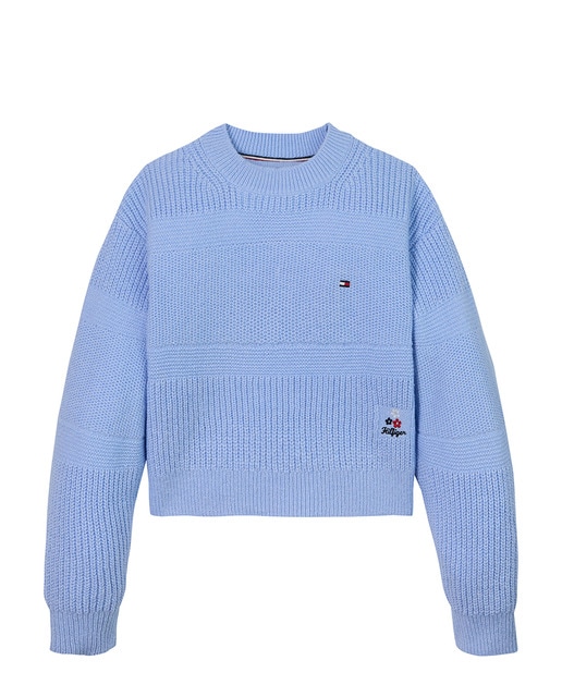 Imagen 0 de Jersey de niña de cuello redondo de punto abierto