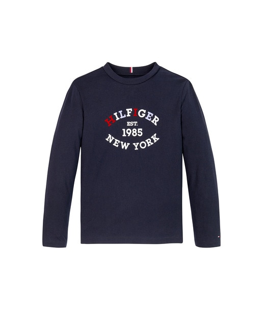 Imagen 0 de Camiseta de bebé niño manga larga y cuello redondo con logo frontal