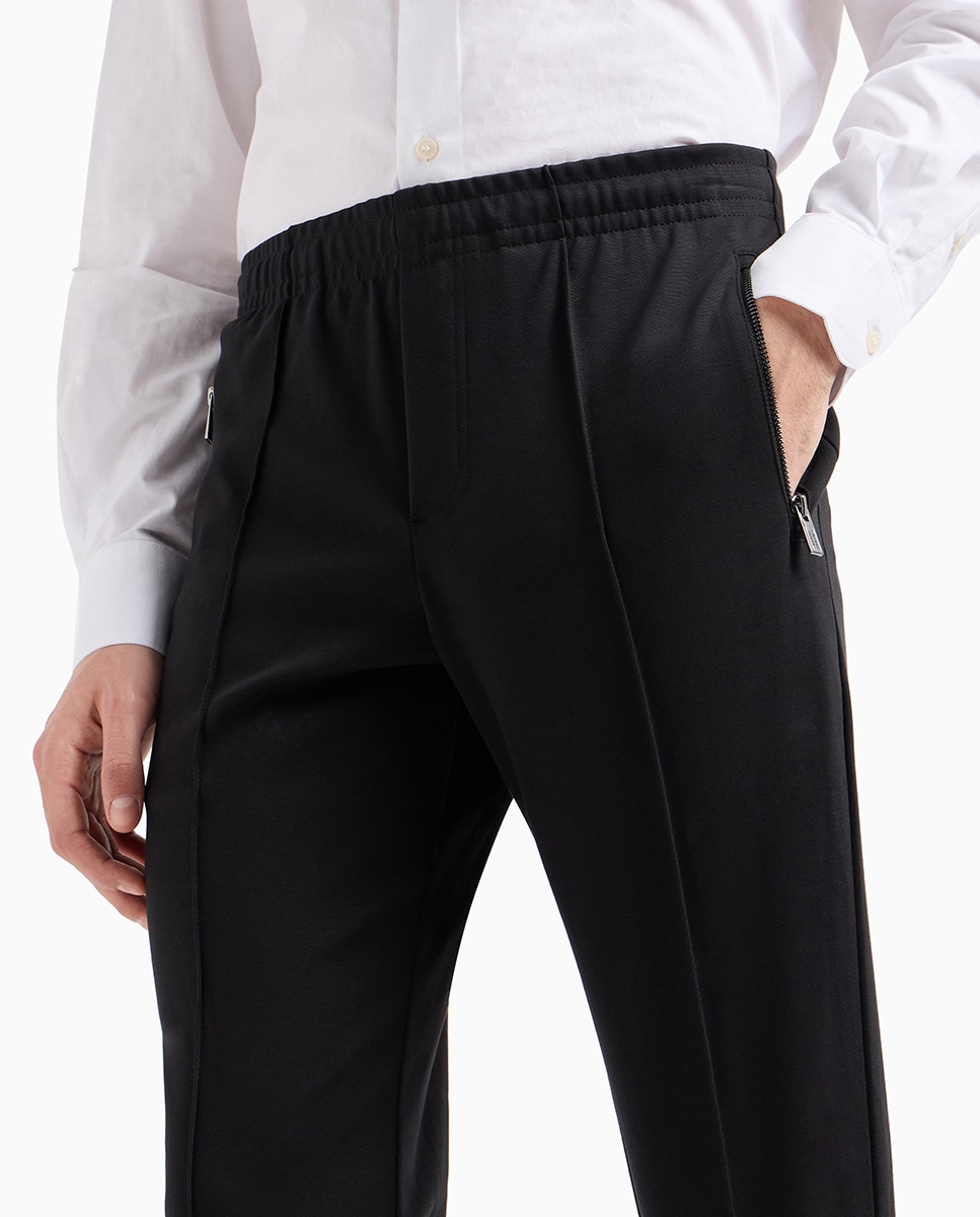 Calças Chino de Felpa Regular Fit com Terminação no Punho Preto-4