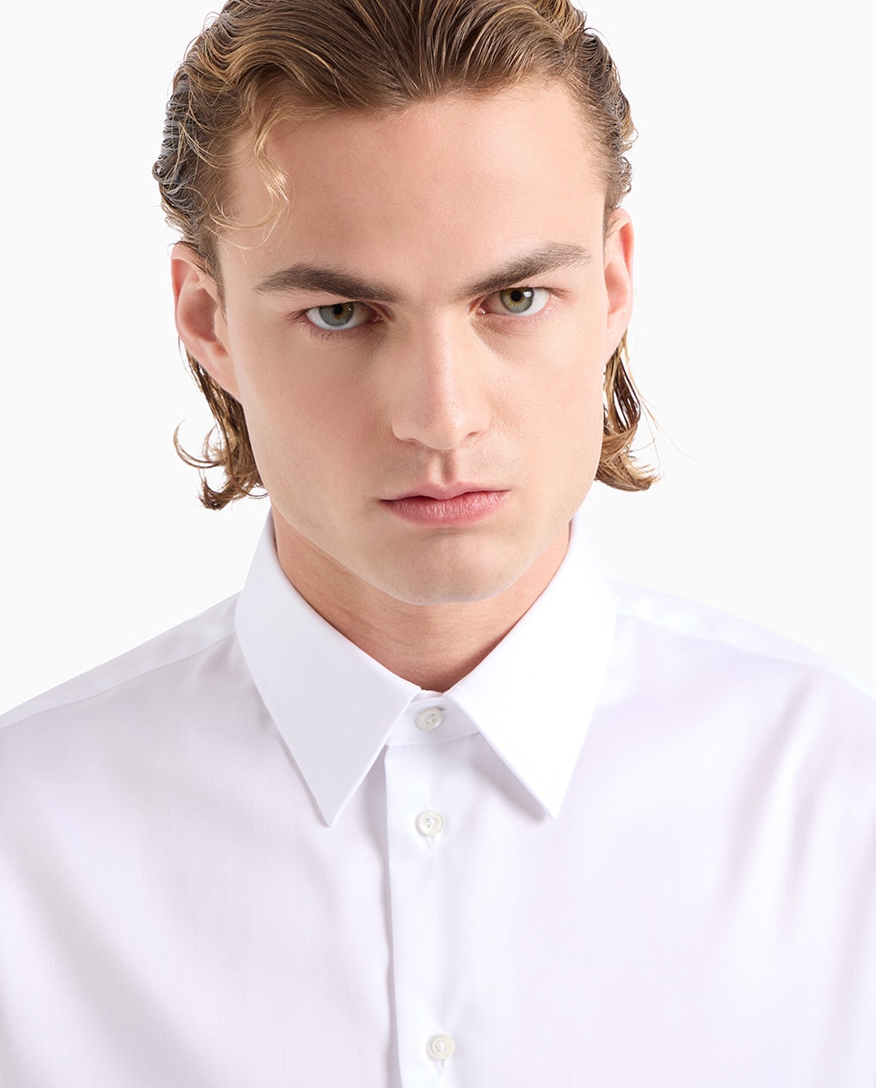 Camisa Clássica Regular Fit em Algodão com Elastano (Non Iron) Branco-3